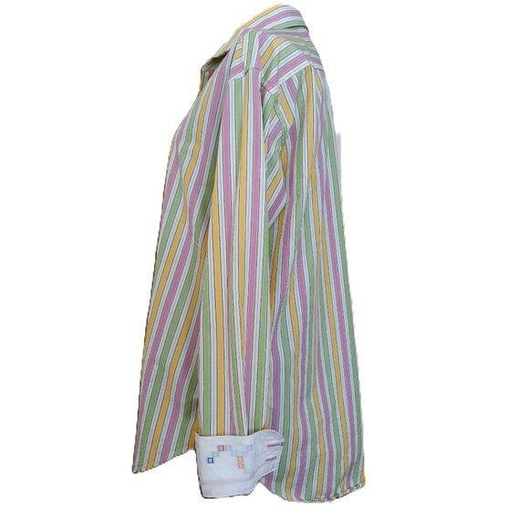 Robert Graham Flip Cuff Button Down Shirt Pastel Stripes Large - Picture 3 of 10